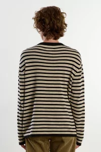 Organic Cotton Striped Long-Sleeve Tee – Black | Centre Commercial
