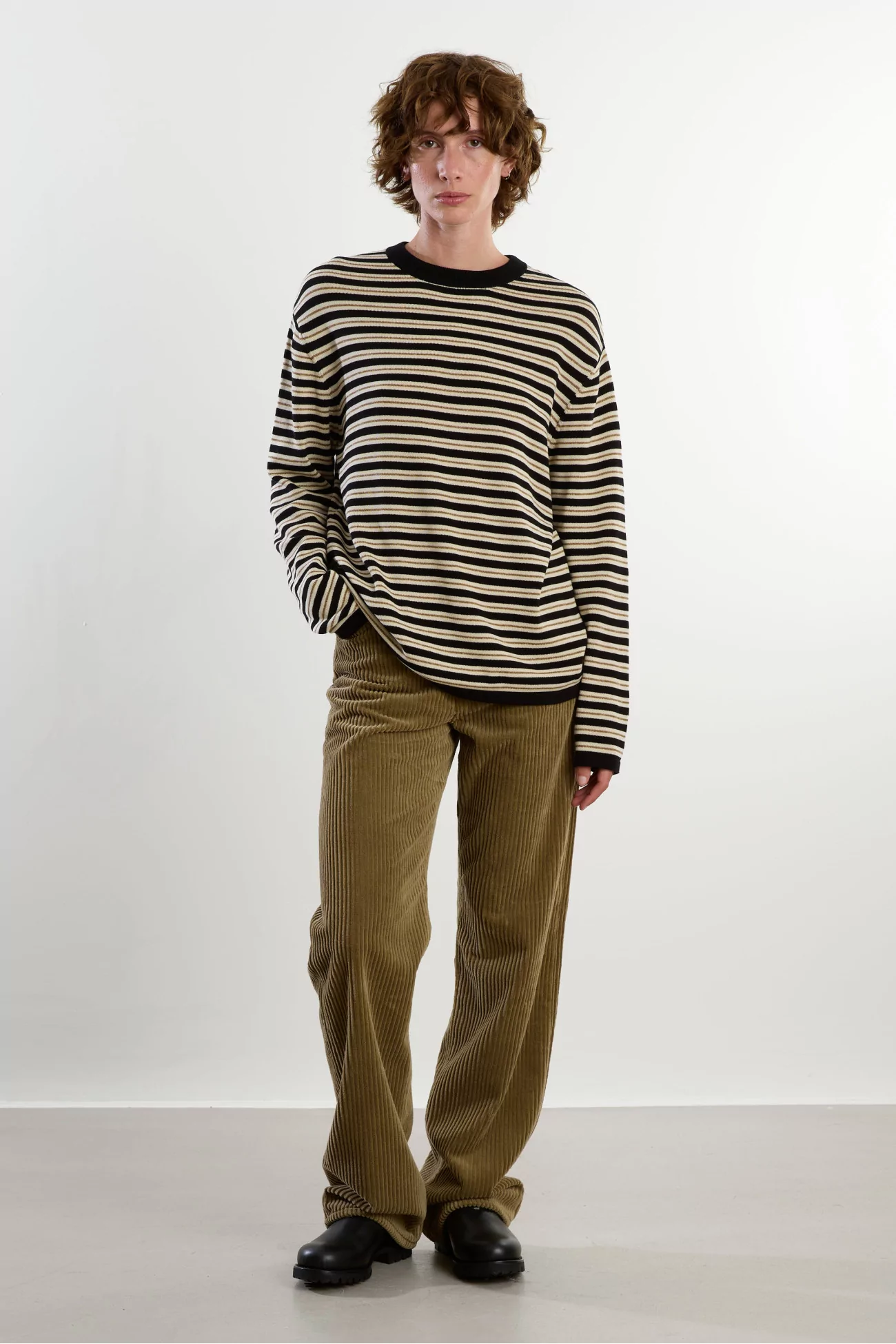 Organic Cotton Striped Long-Sleeve Tee – Black | Centre Commercial
