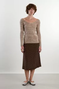 Wool V-Neck Melange Knit Sweater – Camel | Centre Commercial
