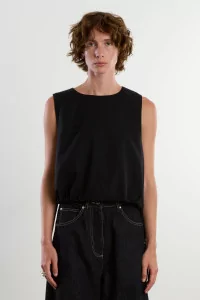 Gilet Laine Gabardine Side Tie – Black | Centre Commercial