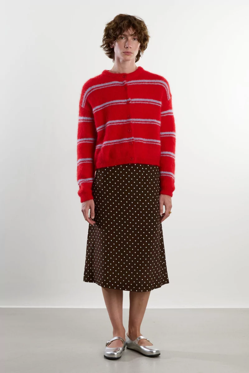 Jupe Midi Jacquard à Pois Dot Jacquard – Brown | Centre Commercial
