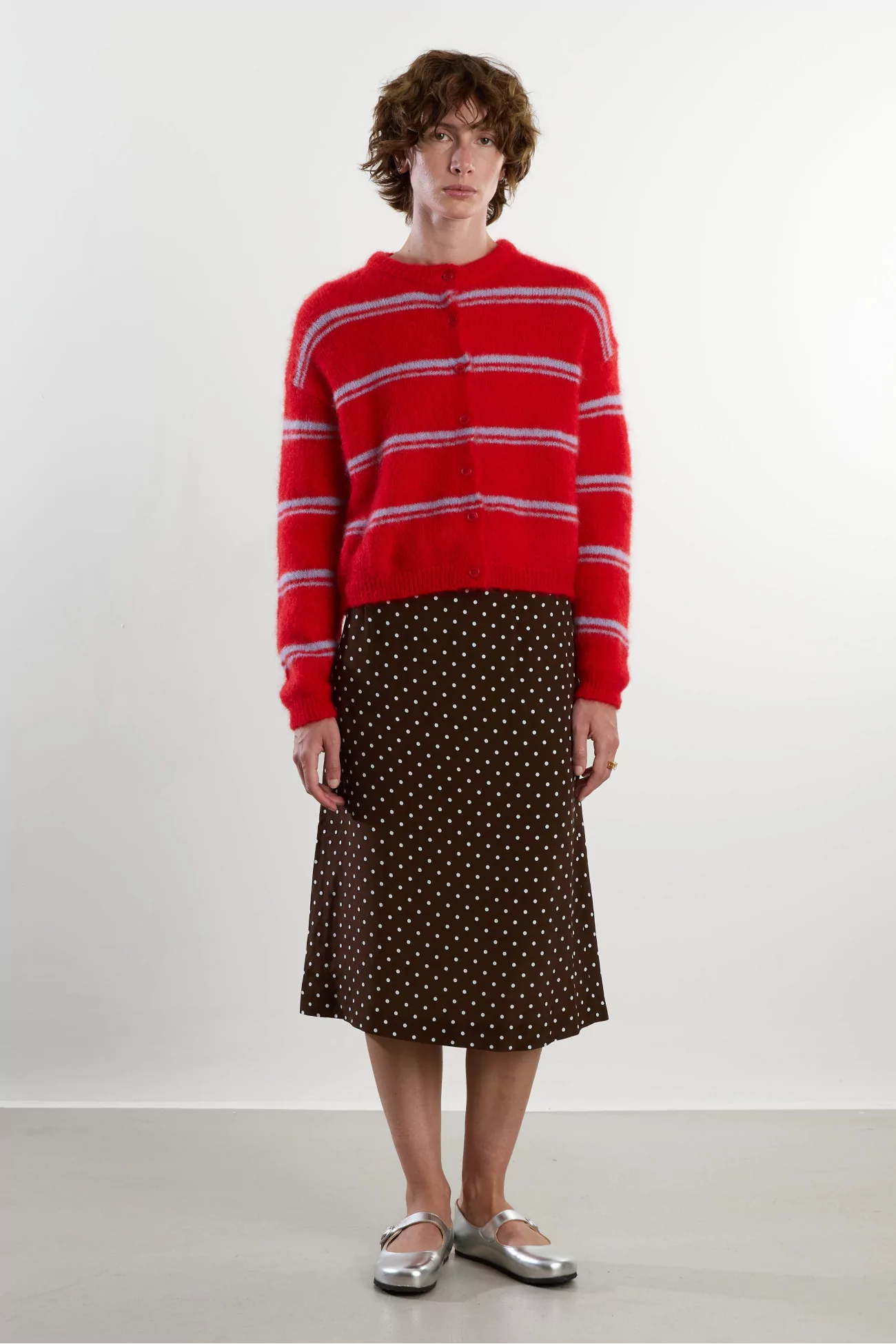 Dot Jacquard Midi Skirt – Brown | Centre Commercial