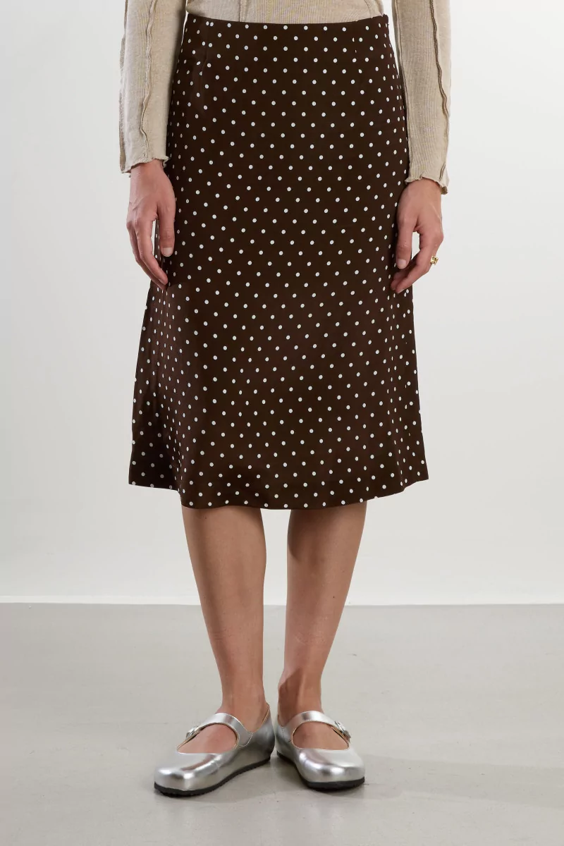 Dot Jacquard Midi Skirt – Brown | Centre Commercial