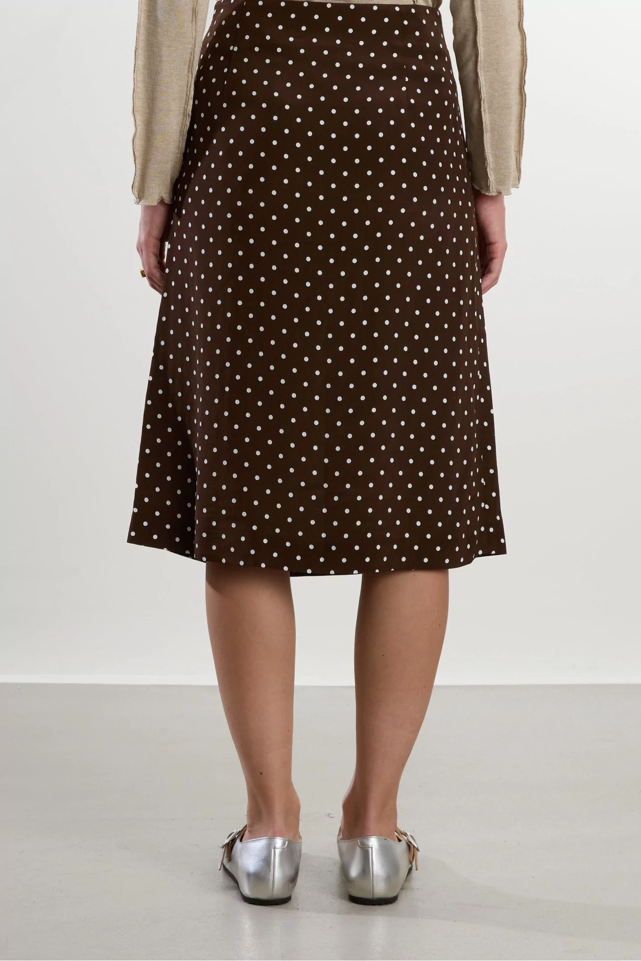 Dot Jacquard Midi Skirt – Brown | Centre Commercial