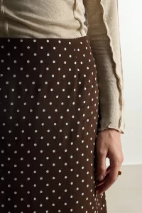 Dot Jacquard Midi Skirt – Brown | Centre Commercial
