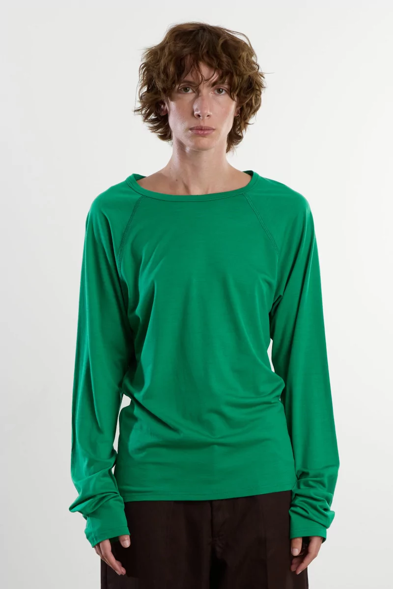 Wool Jersey Polar Jersey Raglan – Emerald | Centre Commercial