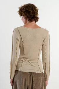 Top Viscose Recyclée Manches Longues Lido – Beige | Centre Commercial