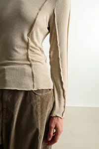 Top Viscose Recyclée Manches Longues Lido – Beige | Centre Commercial