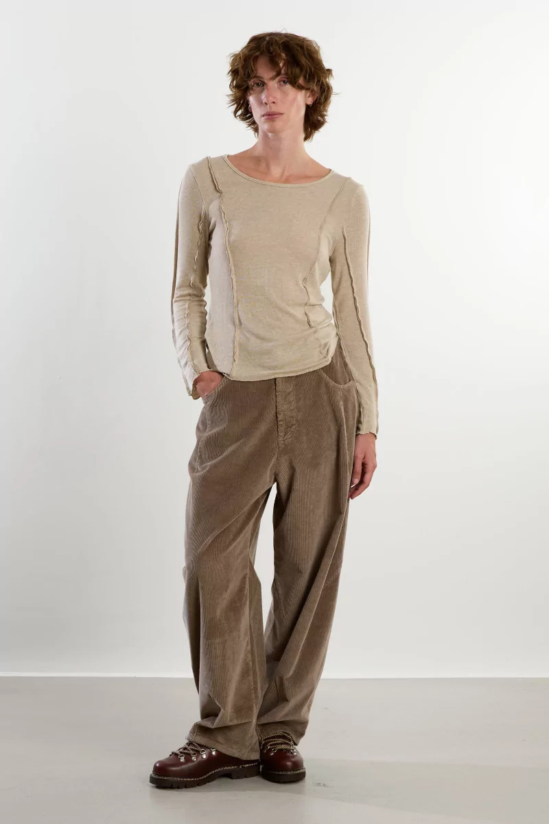 Top Viscose Recyclée Manches Longues Lido – Beige | Centre Commercial