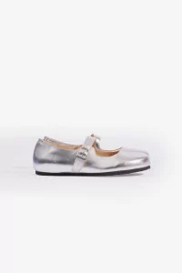 Santa Clarita Leather Ballet Flat Birkenstock – Silver | Centre Commercial