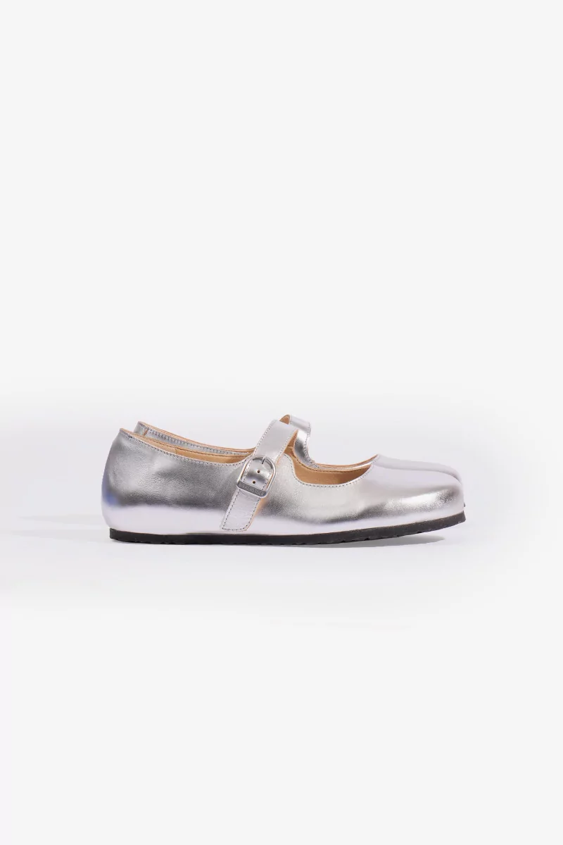 Santa Clarita Leather Ballet Flat Birkenstock – Silver | Centre Commercial