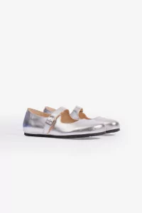 Santa Clarita Leather Ballet Flat Birkenstock – Silver | Centre Commercial