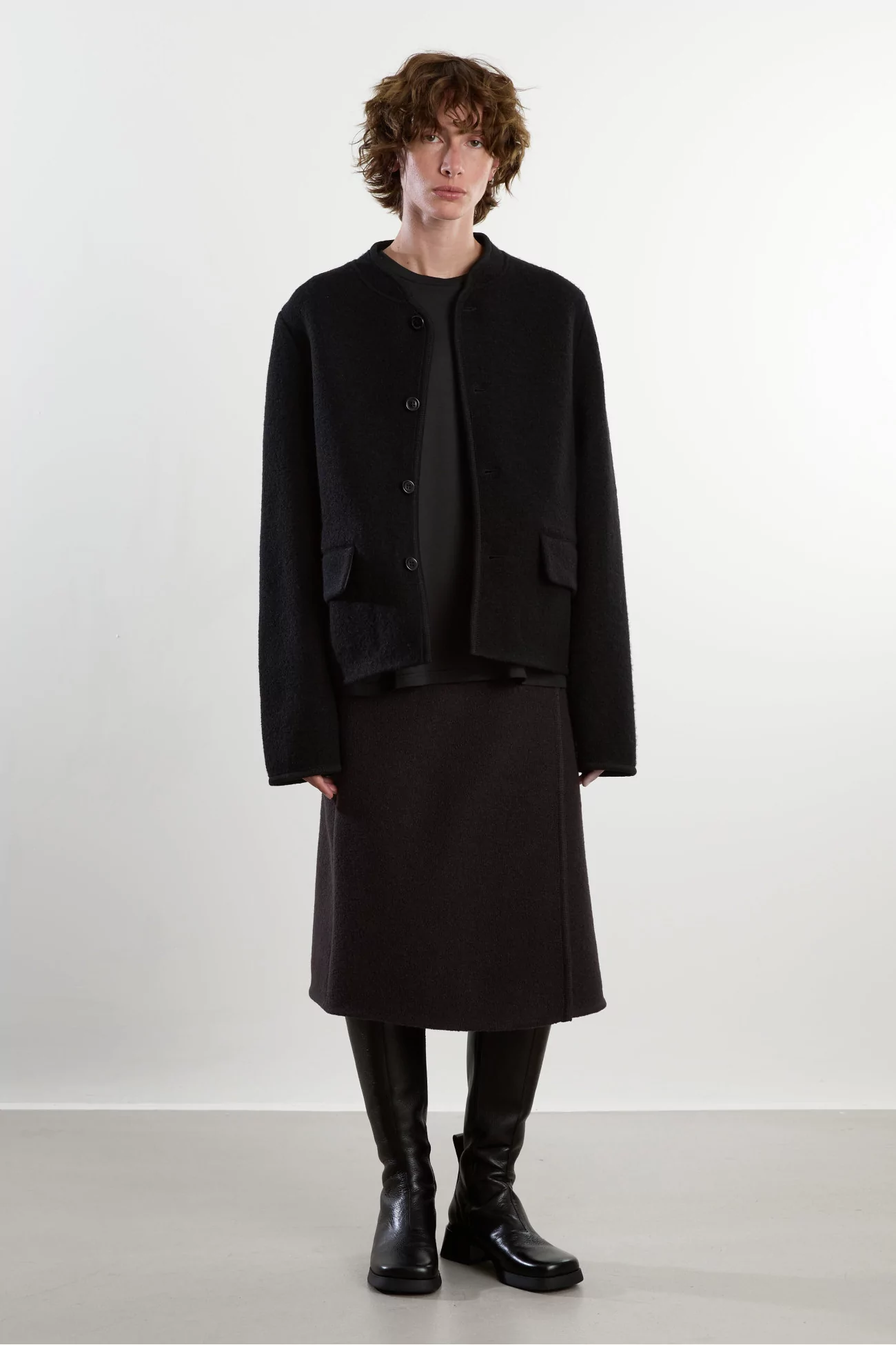 Felted Wool Walker Mini Jacket – Black | Centre Commercial