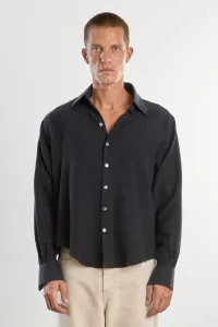 Chemise Homme Laine Cachemire Normal – Navy | Centre Commercial