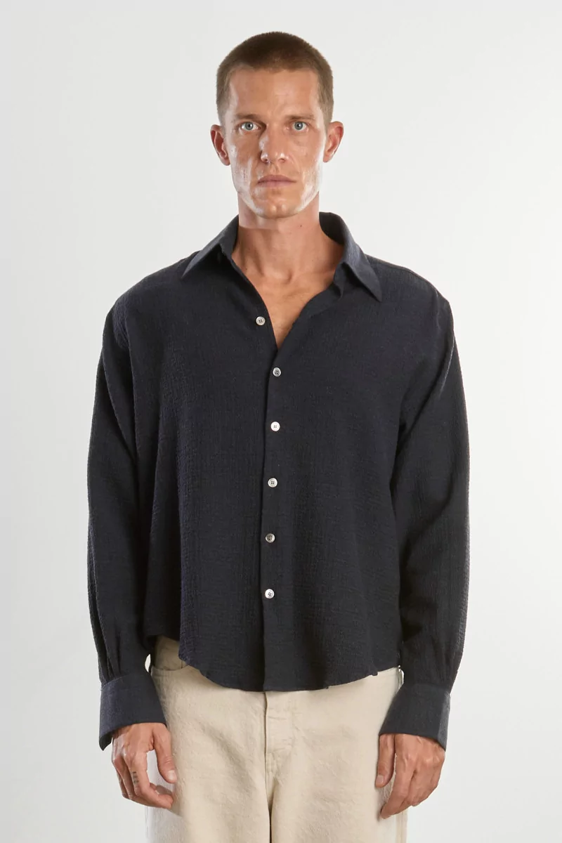 Men's Wool Cashmere Shirt Normal – Navy | Centre Commercial