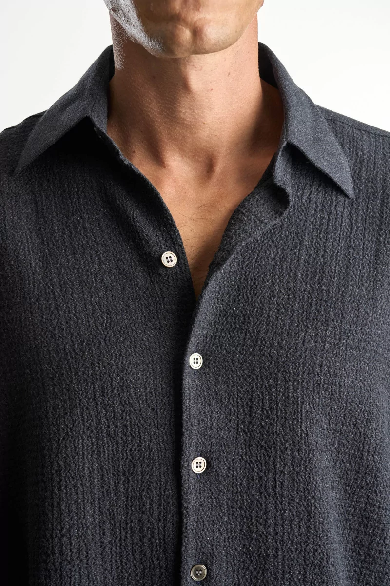 Chemise Homme Laine Cachemire Normal – Navy | Centre Commercial
