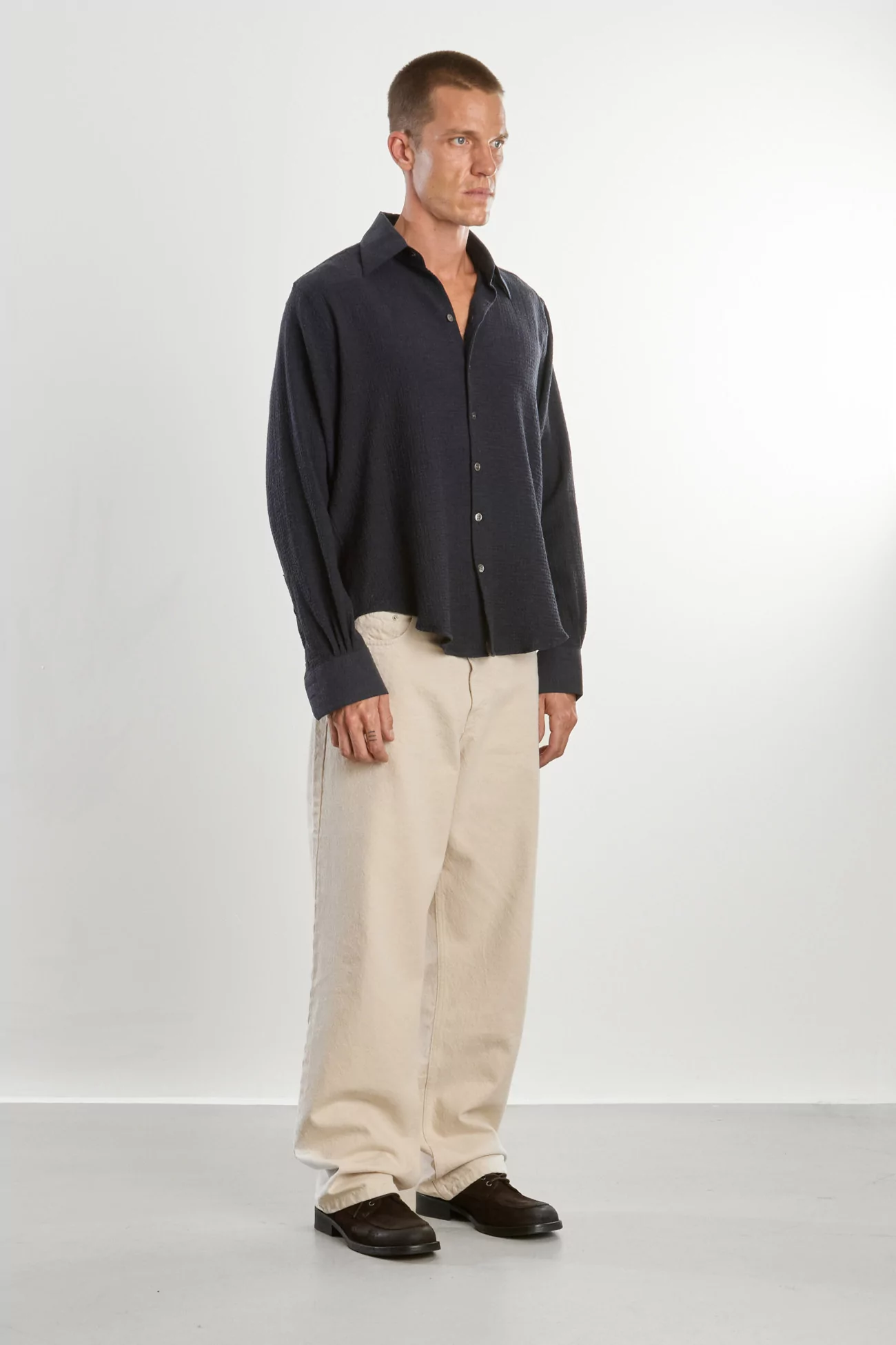 Men's Wool Cashmere Shirt Normal – Navy | Centre Commercial