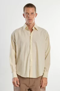 Chemise Homme Coton Popeline Normal – Jaune Rayé Noir | Centre Commercial