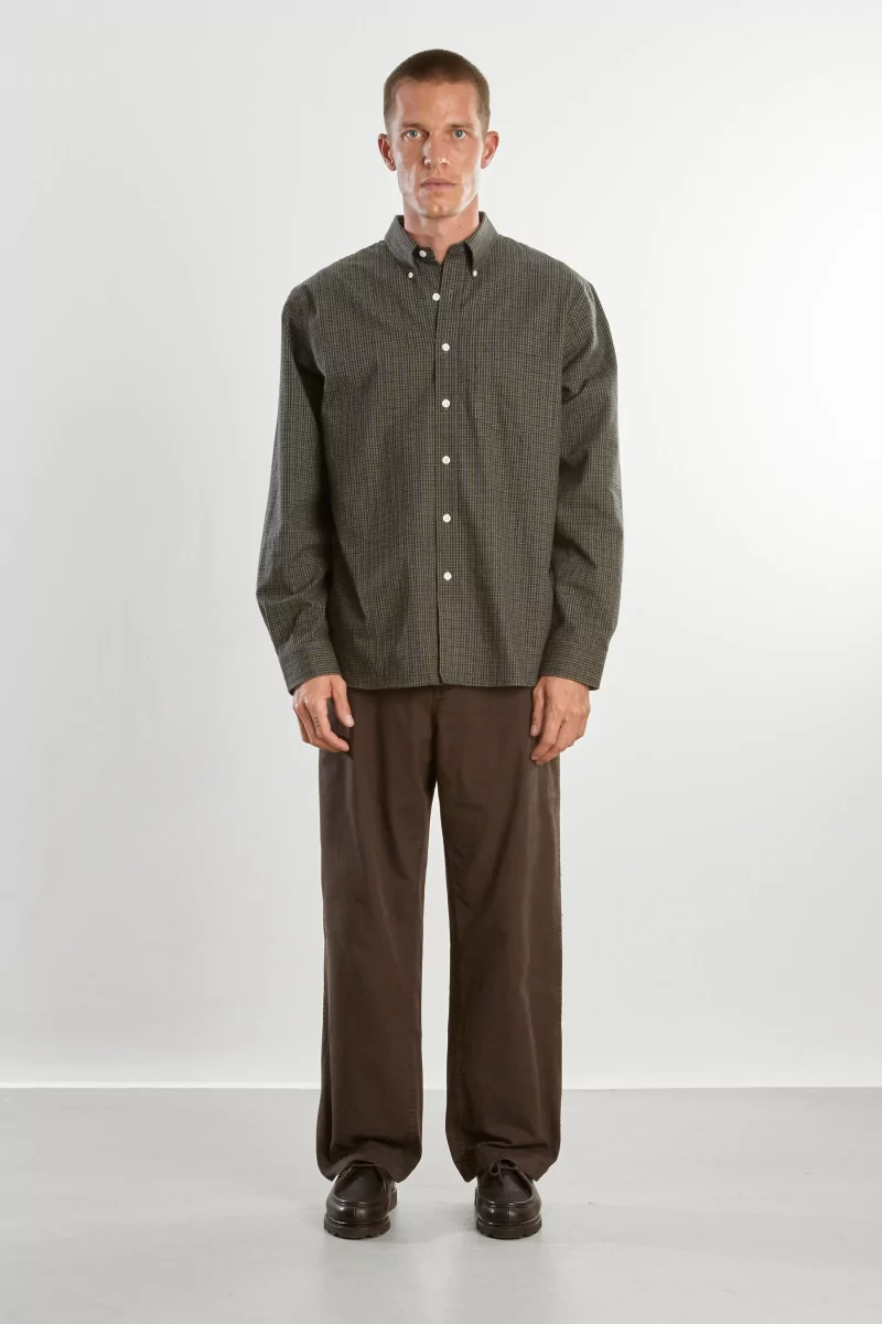 Organic Cotton Shirt Dad's Shirt – Dark Green/Green | Centre Commercial