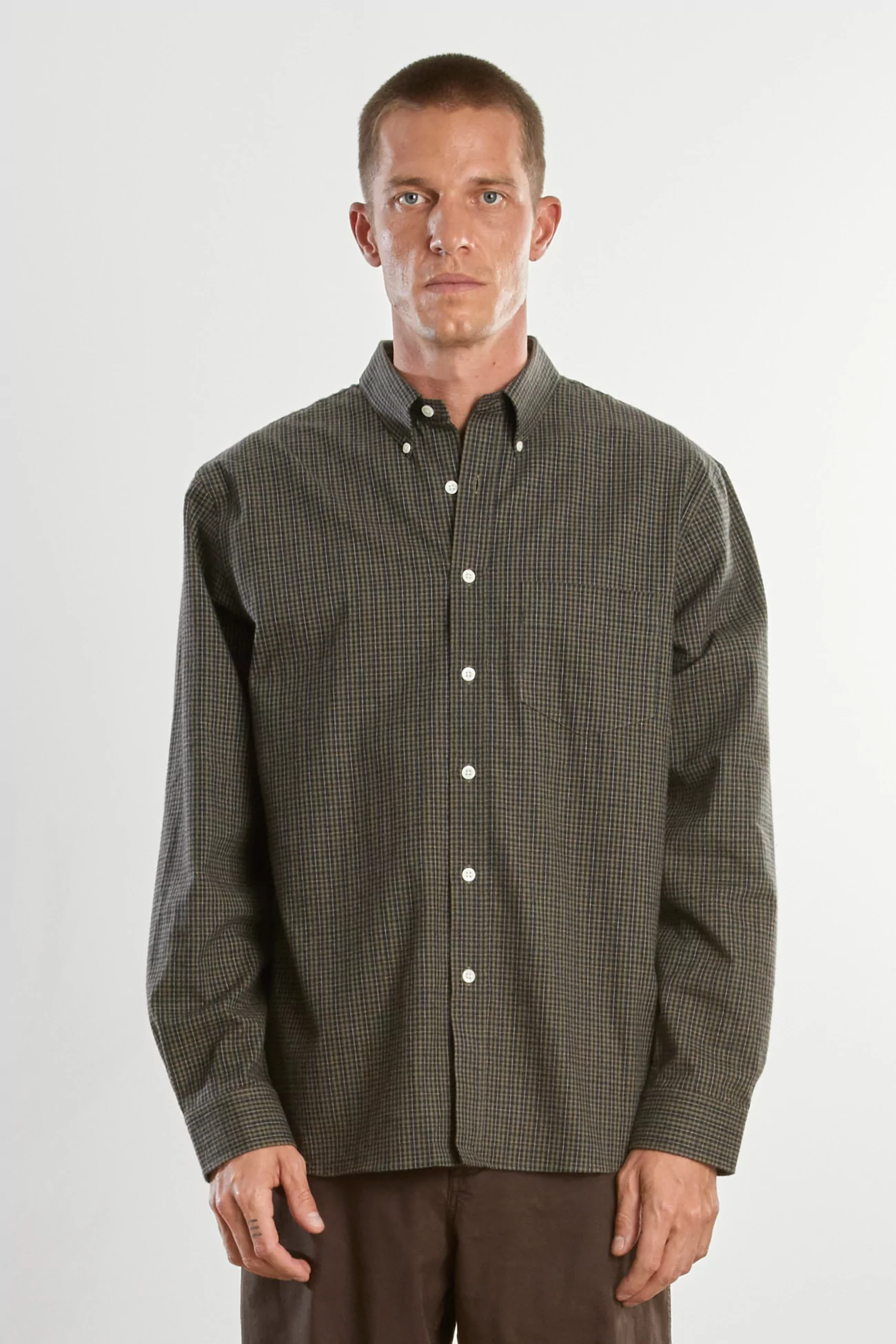 Organic Cotton Shirt Dad's Shirt – Dark Green/Green | Centre Commercial