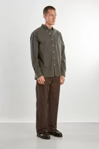 Organic Cotton Shirt Dad's Shirt – Dark Green/Green | Centre Commercial
