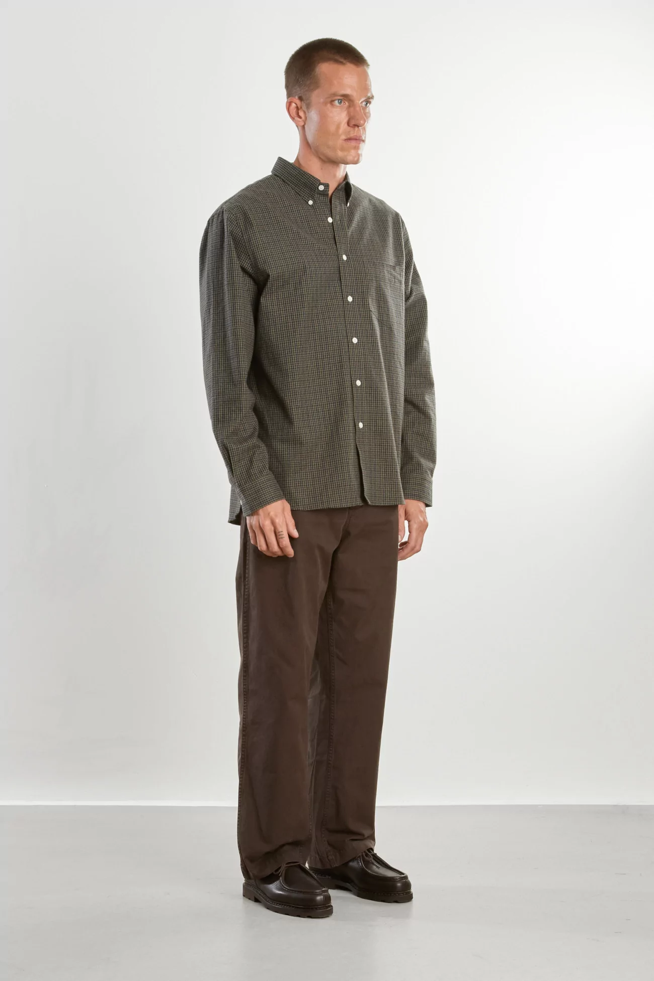 Organic Cotton Shirt Dad's Shirt – Dark Green/Green | Centre Commercial