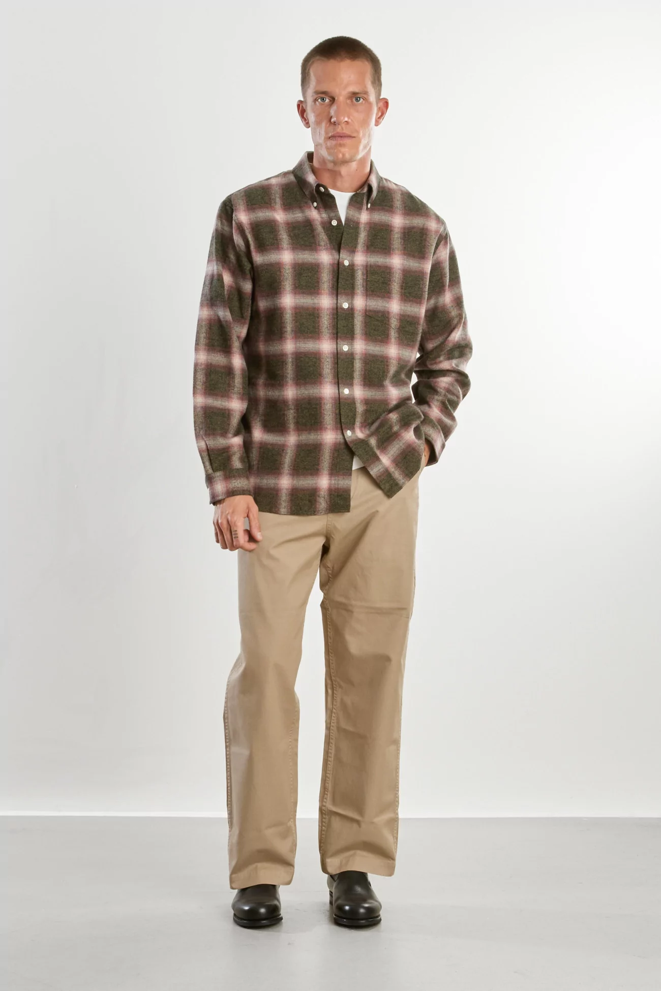 Men's Flannel Shirt Dad's Shirt – Green/Red | Centre Commercial