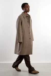 Museum Garments Raglan Undyed Wool Car Coat – Beige Melange | Centre Commercial