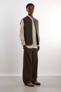 Gilet Homme Laine Feutrée Walker RIER – Zinc Felted | Centre Commercial