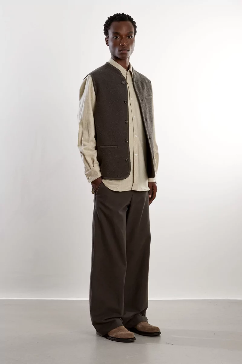 Gilet Homme Laine Feutrée Walker RIER – Zinc Felted | Centre Commercial