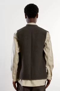 Gilet Homme Laine Feutrée Walker RIER – Zinc Felted | Centre Commercial