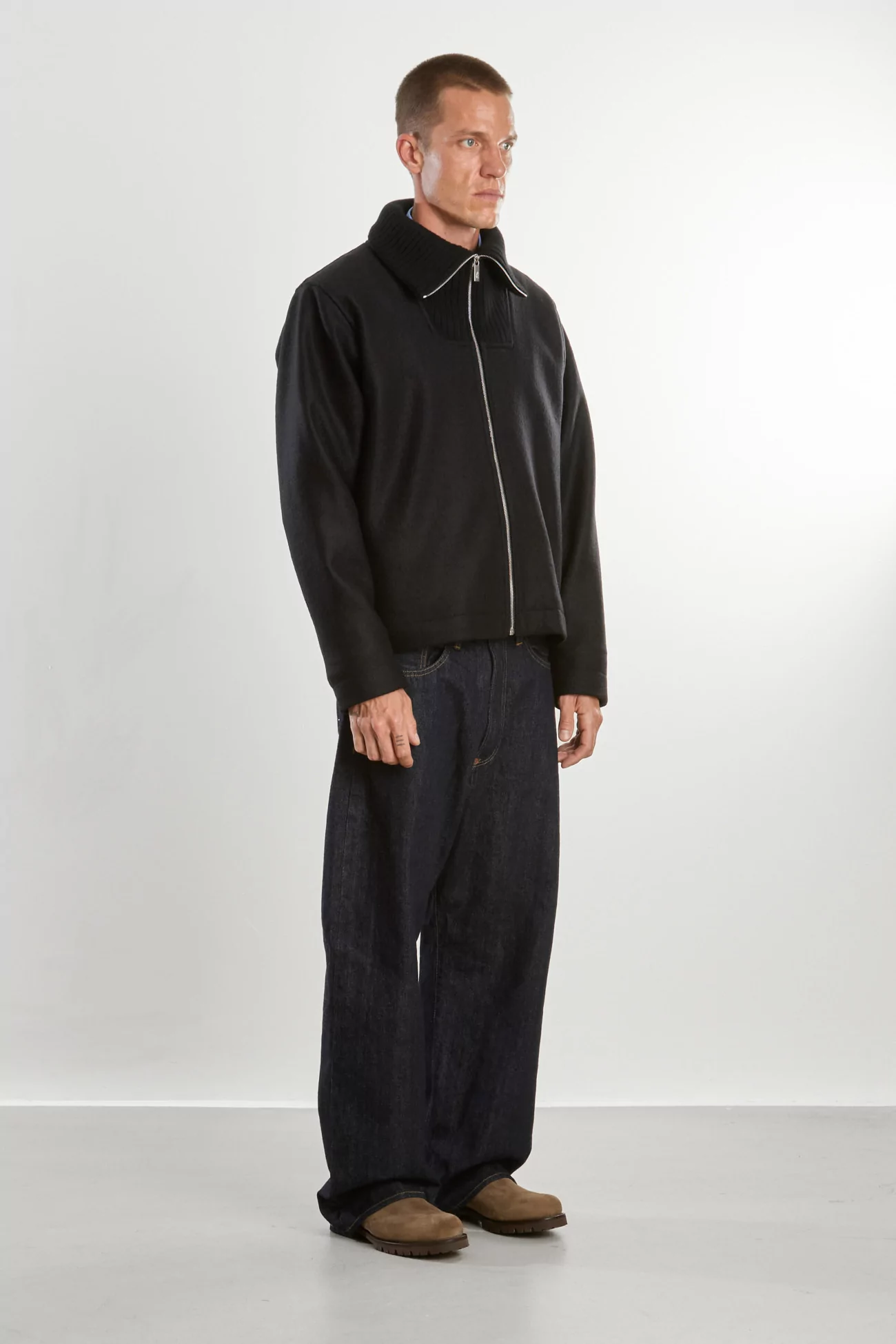 Blouson Homme Laine Bouillie Camioneur – Noir | Centre Commercial