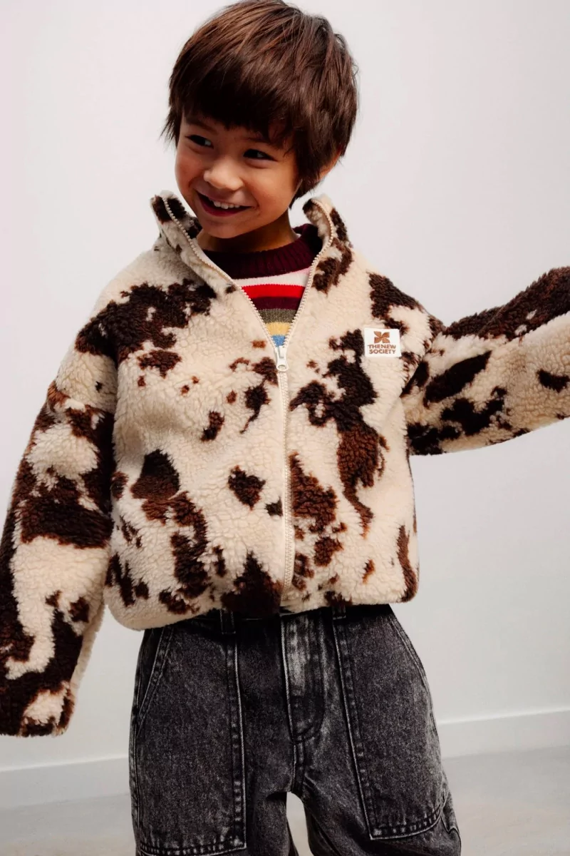 Kids Cotton Jacket Wynn The New Society – Cow Print | Centre Commercial