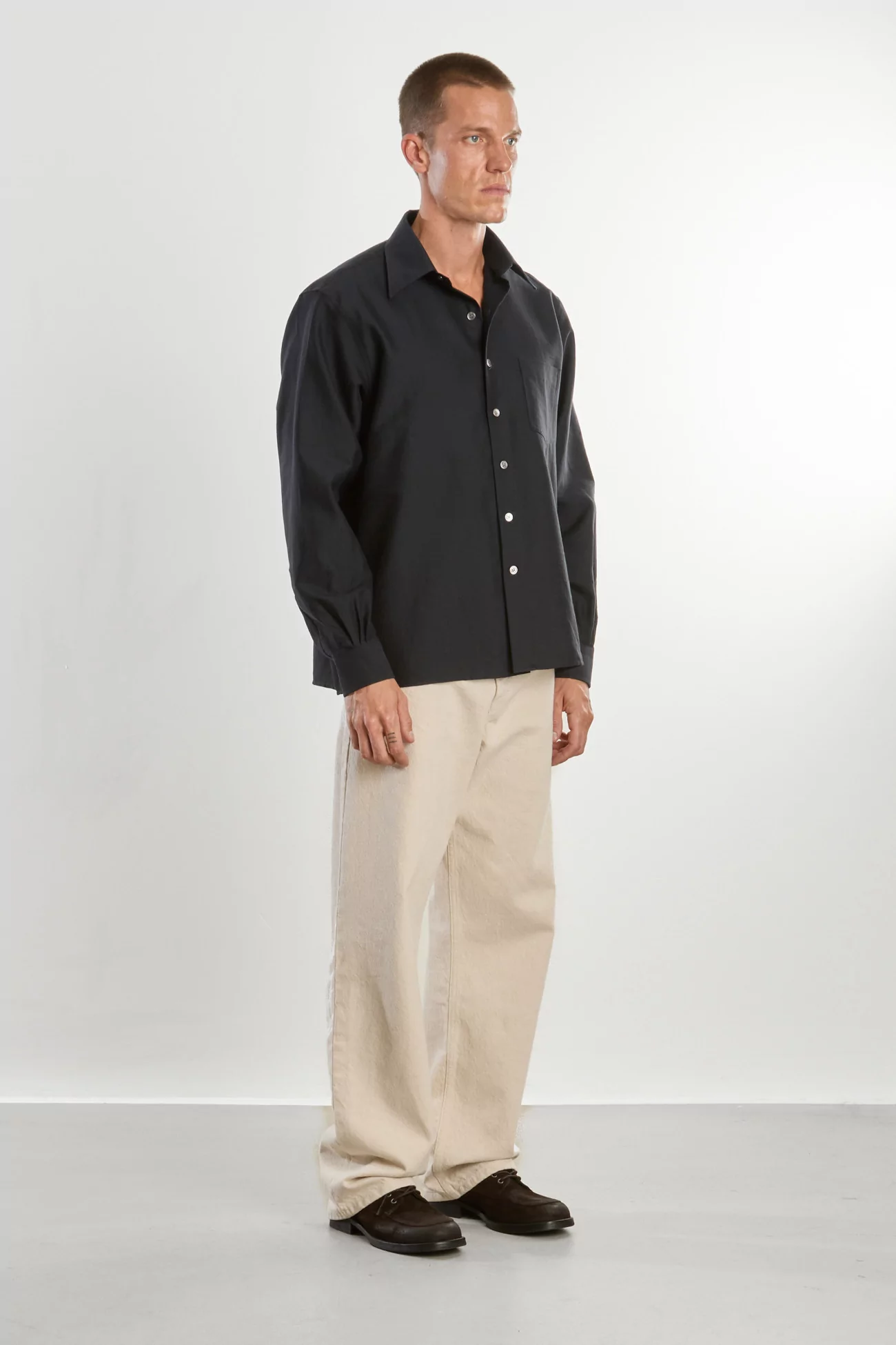 Campo Cotton Twill Shirt – Navy | Centre Commercial
