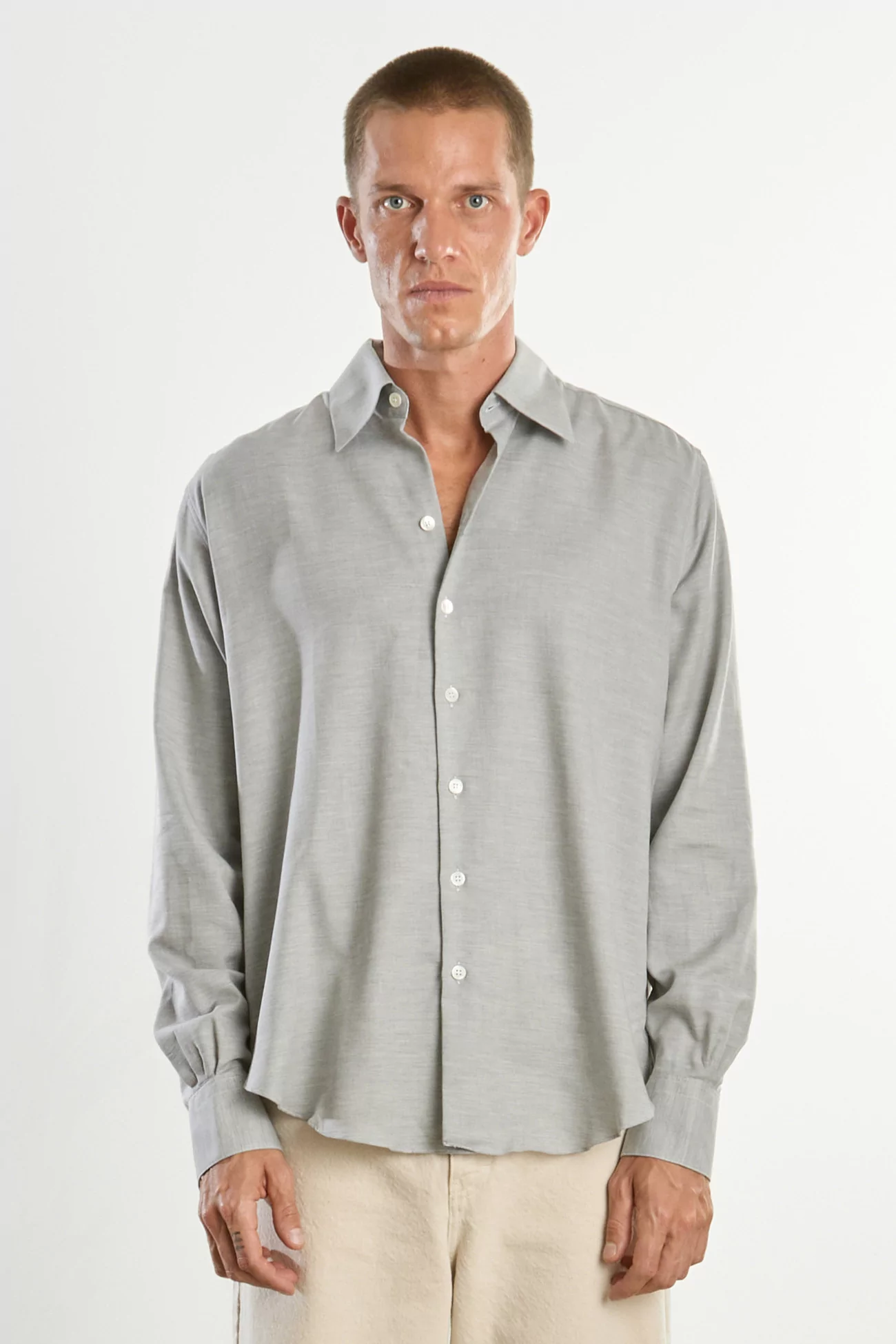 Chemise Normal Twill Coton & Laine – Grey | Centre Commercial
