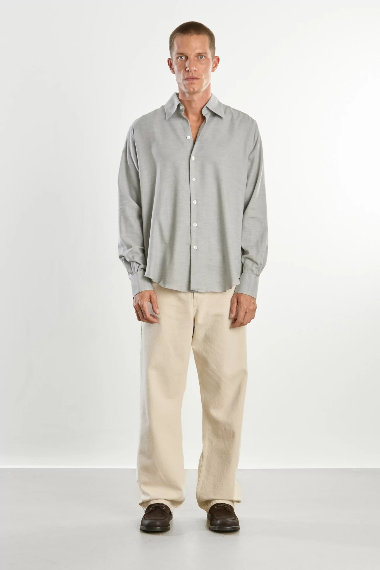 Chemise Normal Twill Coton & Laine – Grey | Centre Commercial