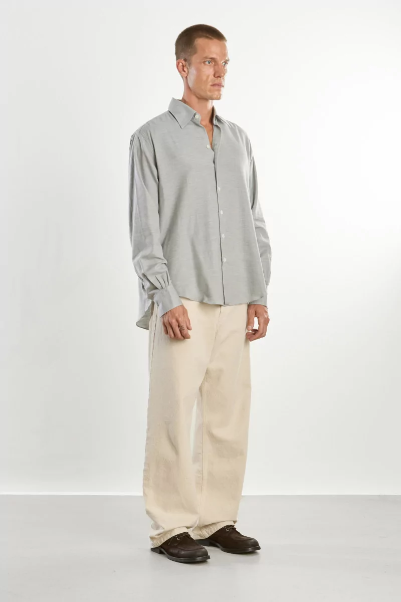 Normal Cotton & Wool Twill Shirt – Grey | Centre Commercial