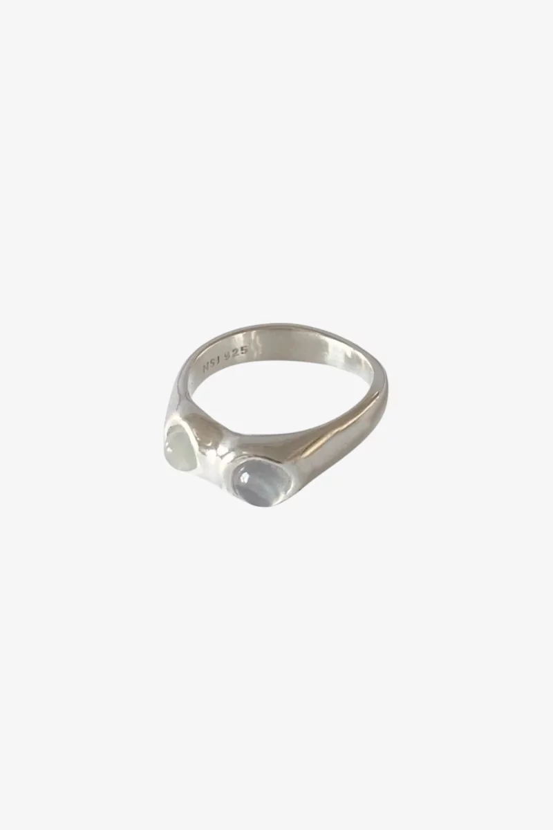 Bague Two Stone Pierre de Lune – Silver | Centre Commercial