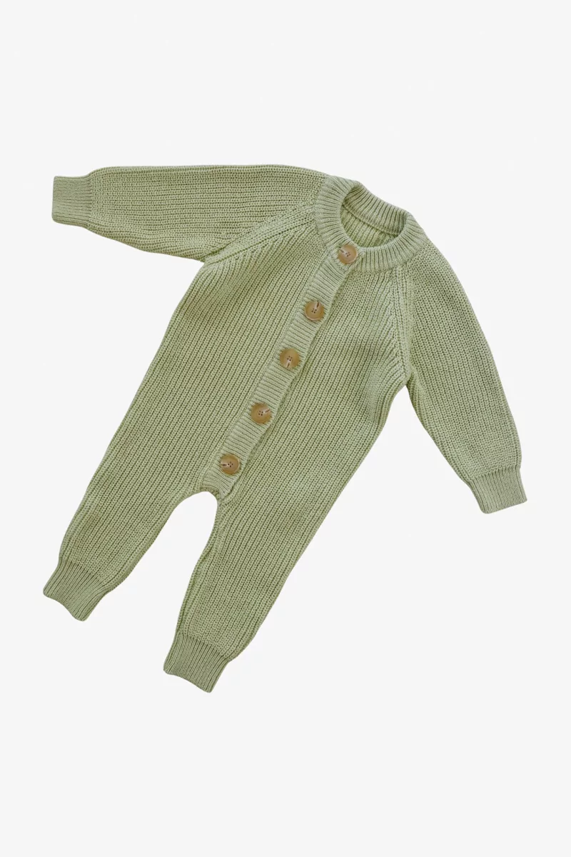 Combinaison Bébé Maille Coton Bio – Light Olive | Centre Commercial