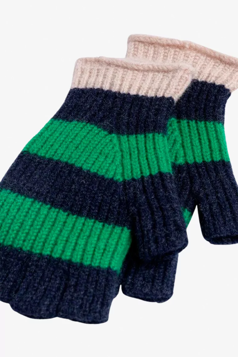 Striped No Fingers Lambswool Gloves – Green Delight | Centre Commercial