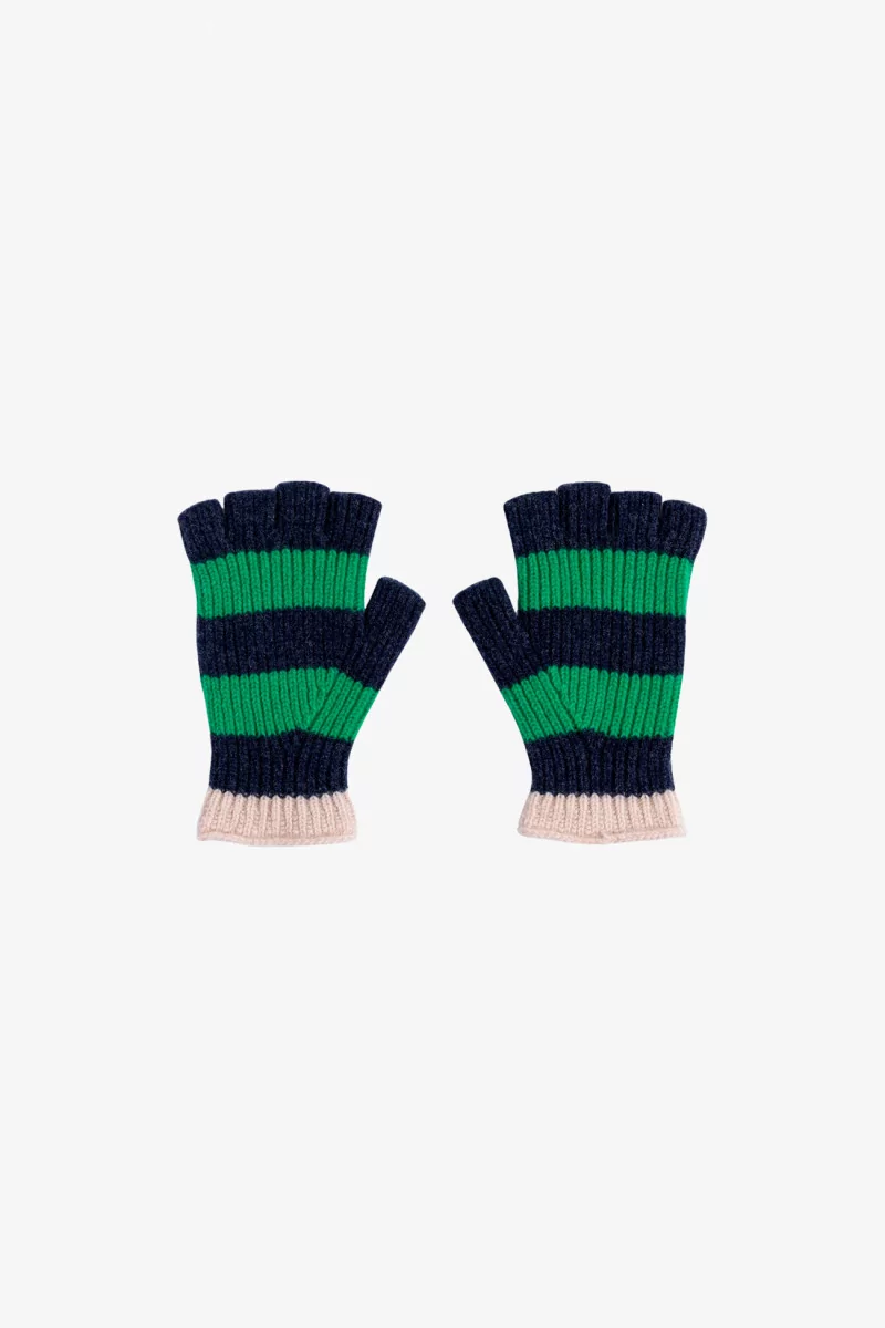 Striped No Fingers Lambswool Gloves – Green Delight | Centre Commercial