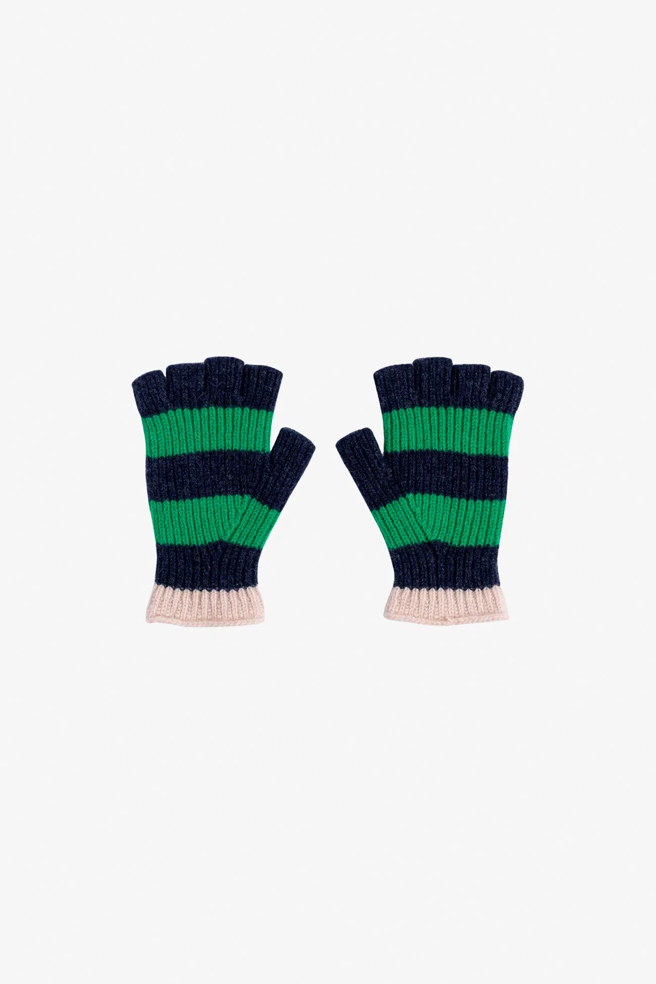 Striped No Fingers Lambswool Gloves – Green Delight | Centre Commercial