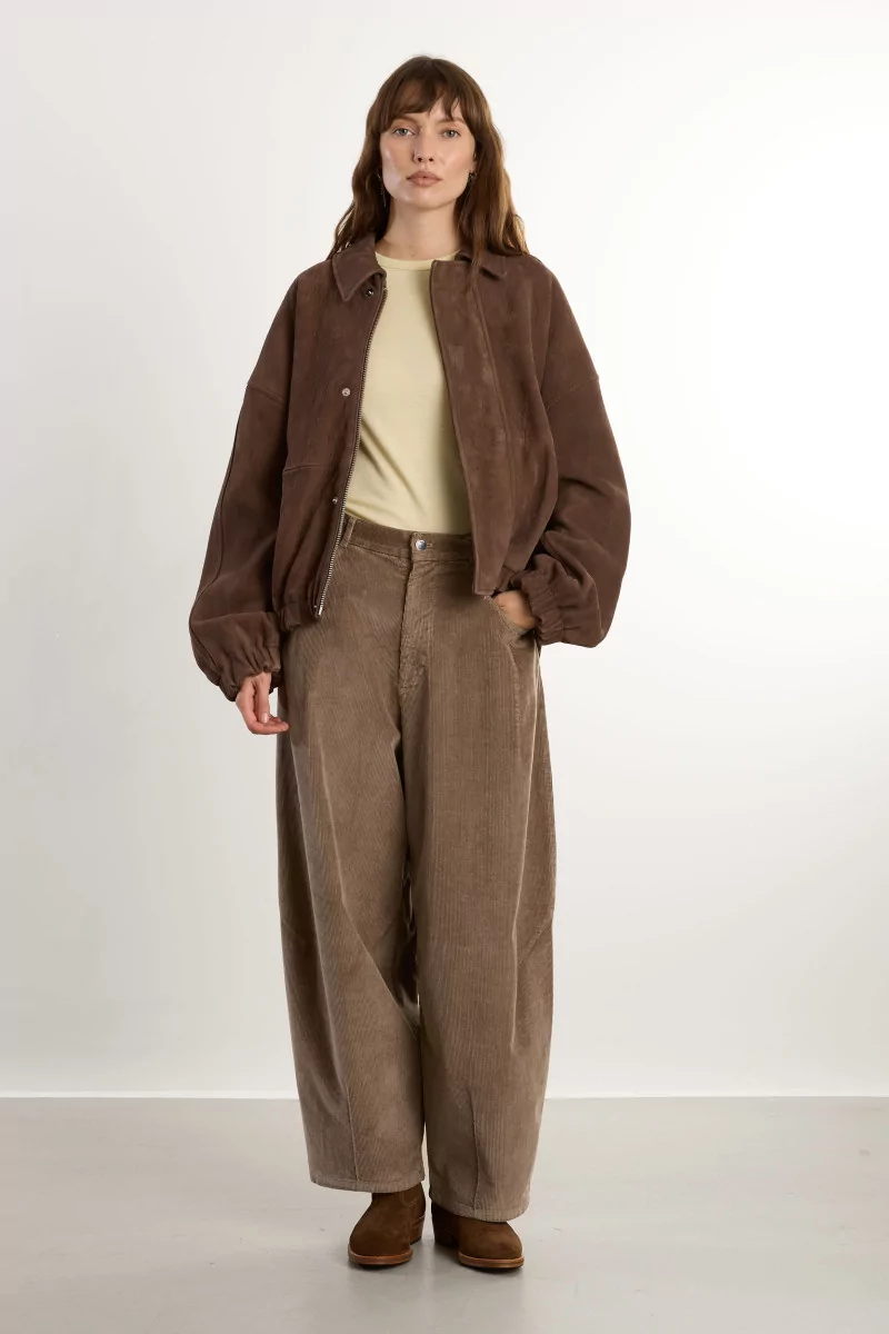 Nubuck Lambskin Nobuck Bomber Jacket – Deep Taupe | Centre Commercial
