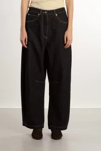 Cotton Baggy Curved Baggy Jeans – Black | Centre Commercial