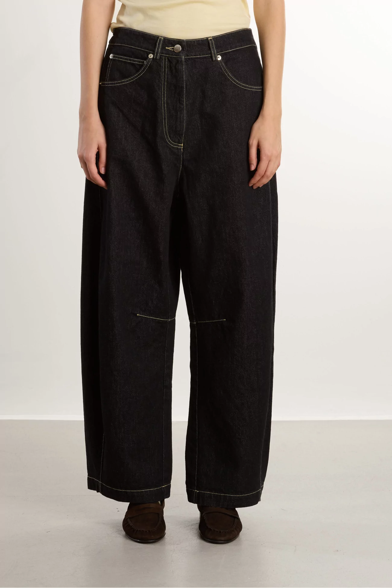 Cotton Baggy Curved Baggy Jeans – Black | Centre Commercial