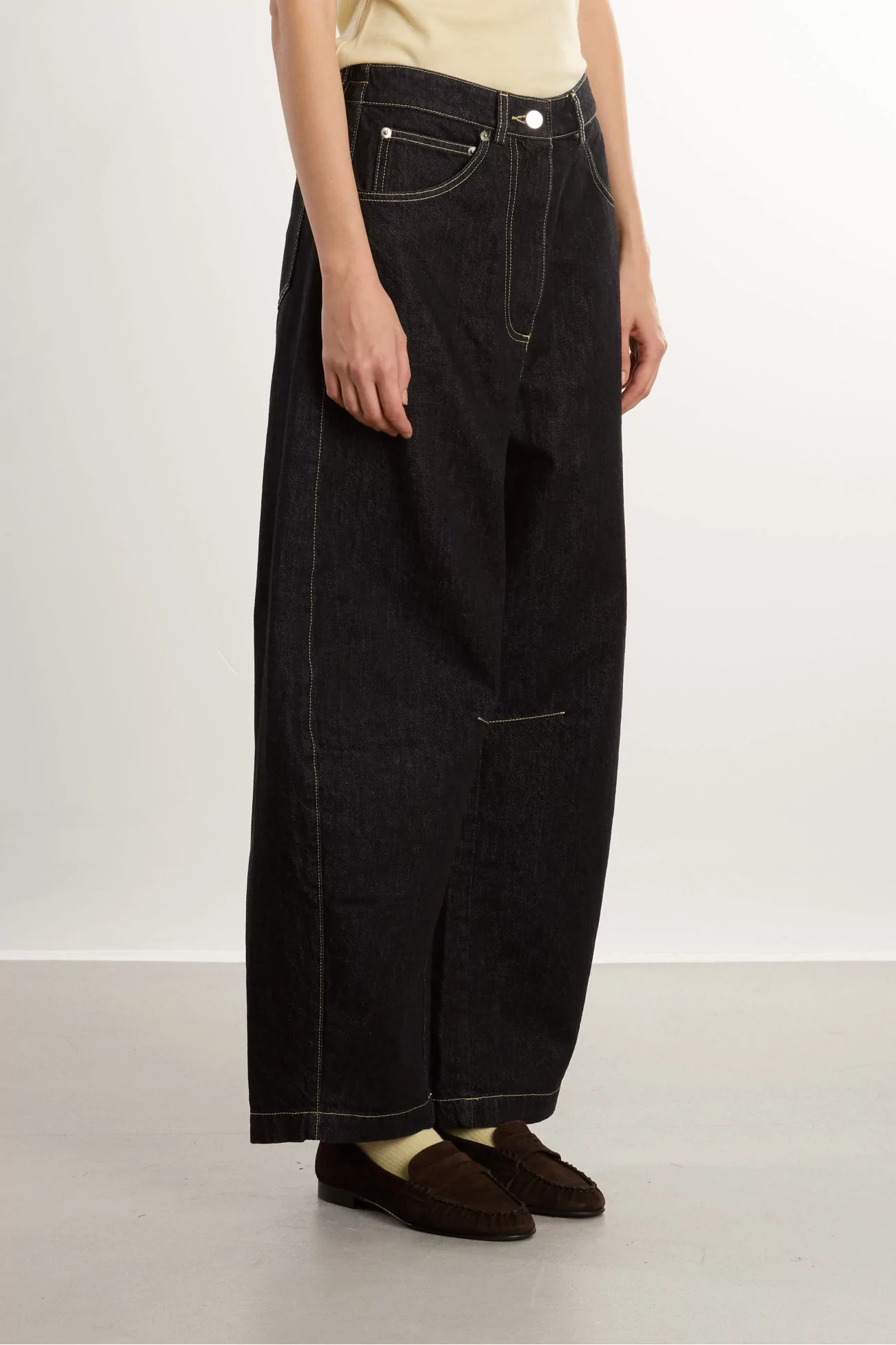 Cotton Baggy Curved Baggy Jeans – Black | Centre Commercial