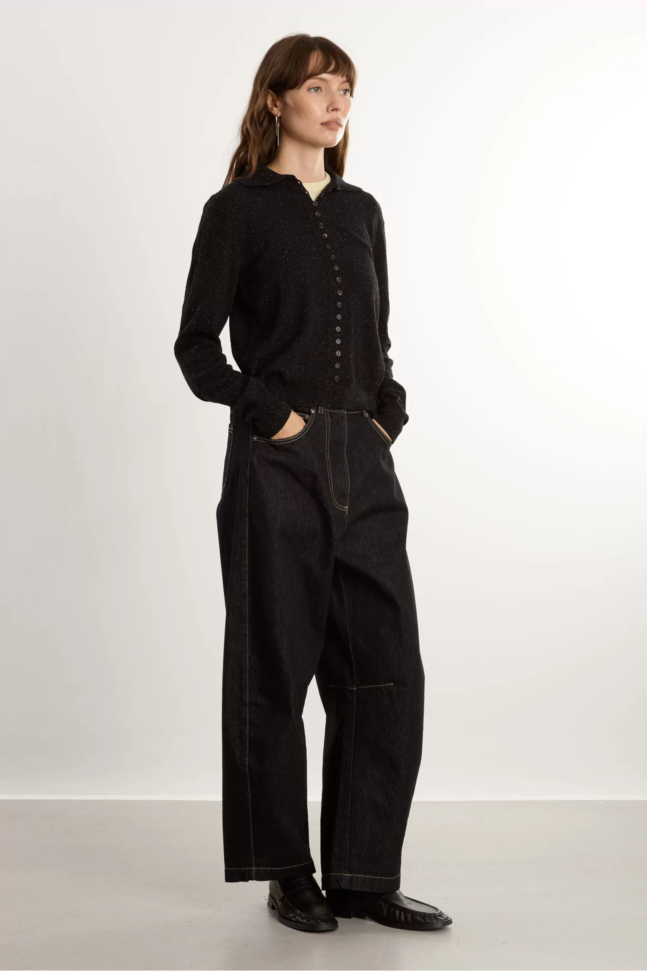 Jean Baggy Coton Curved Baggy – Black | Centre Commercial