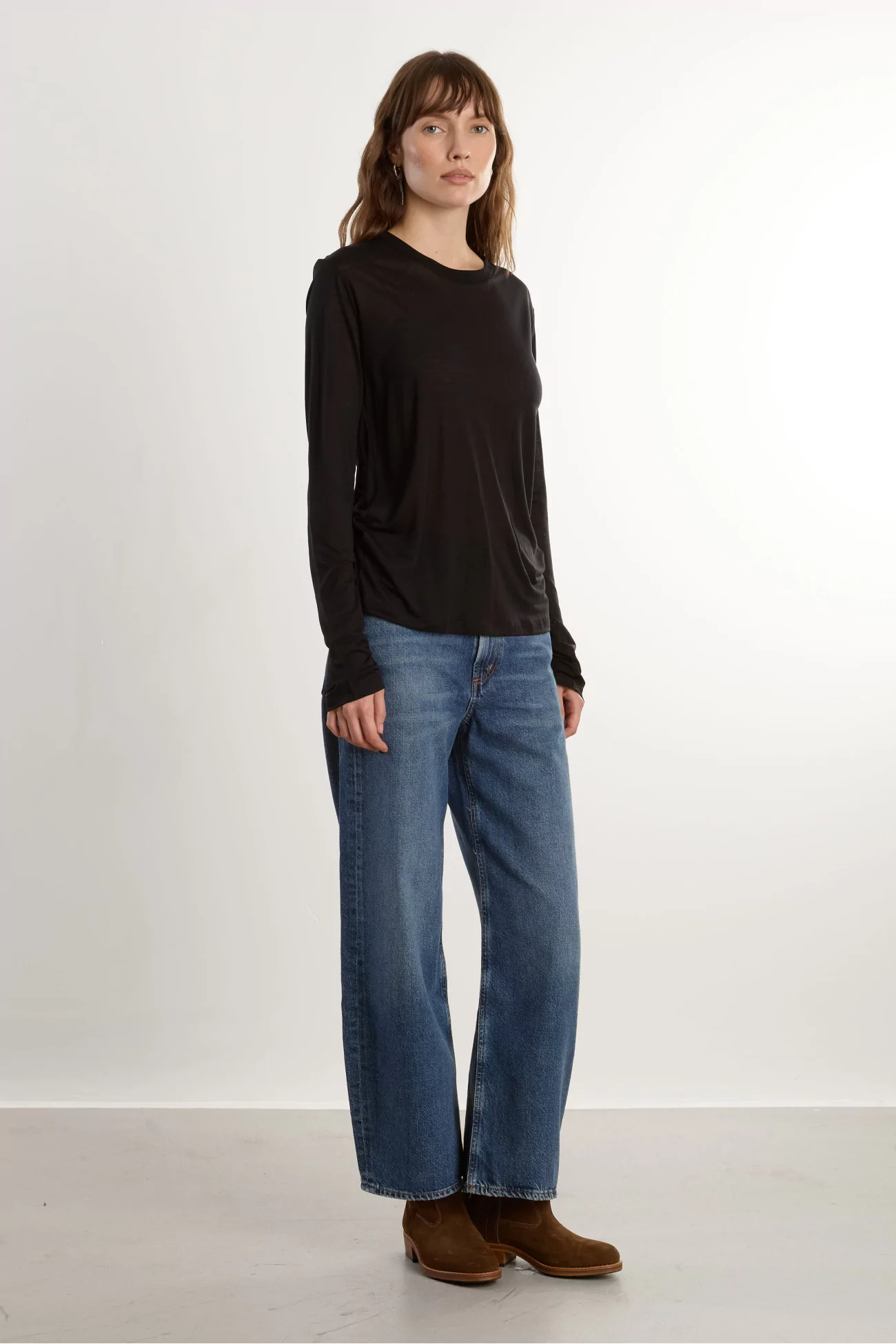 Lyocell Long Sleeve Tee Baserange – Black | Centre Commercial