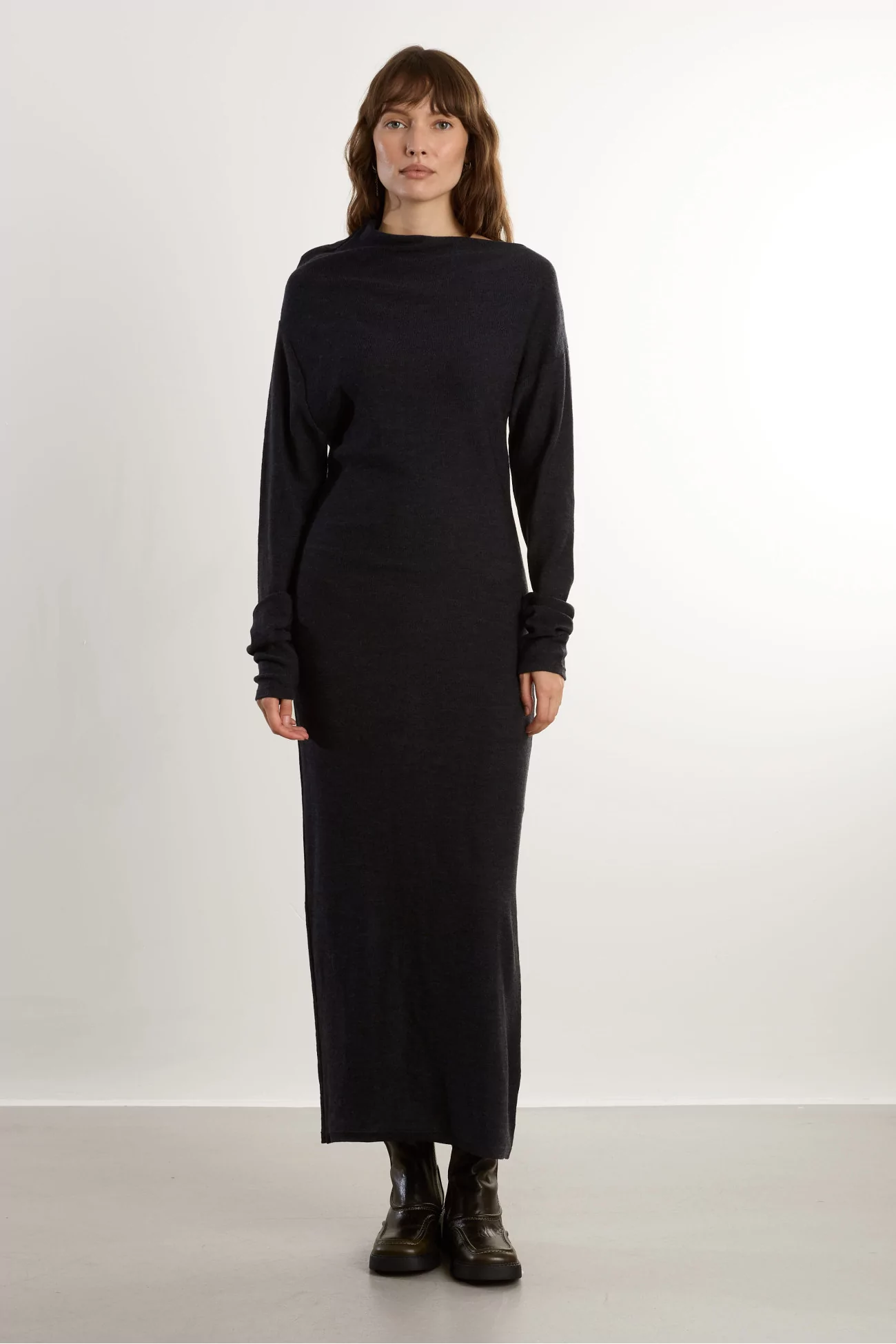 REYEM Merino Wool Dress – Grey Melange | Centre Commercial