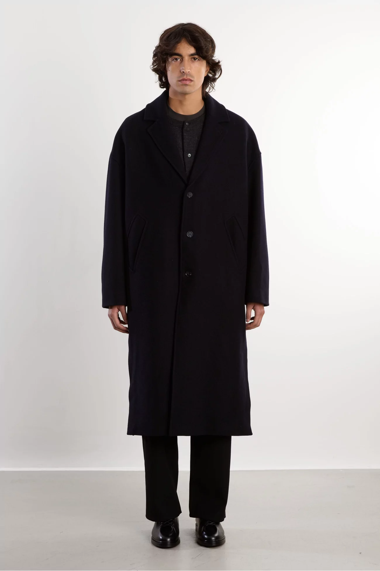 Manteau Laine Homme Oversize Fenté 125 – Dark Navy | Centre Commercial